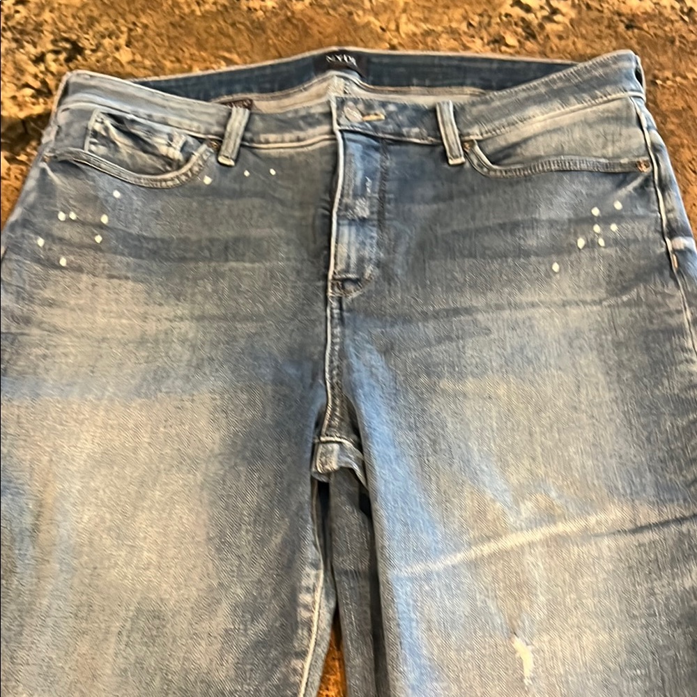 NYDJ Blue Ankle Cropped Jeans with Vintage Distressing